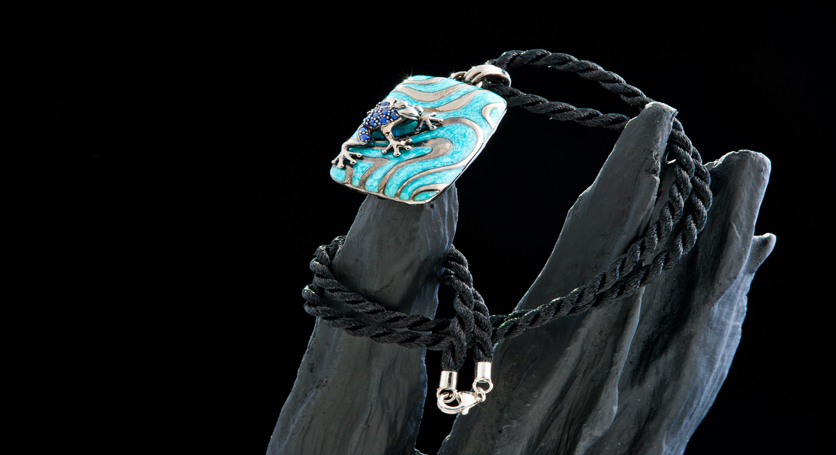 Enamel and Sapphire Pendant