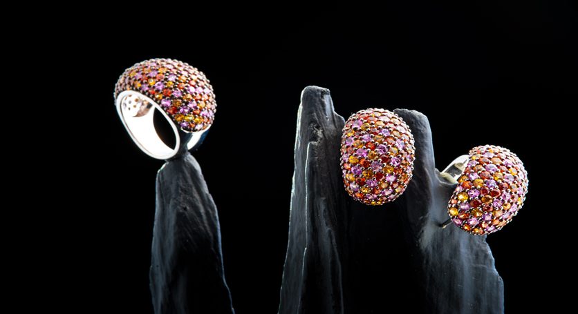 Silver with Multicolor Stones Set