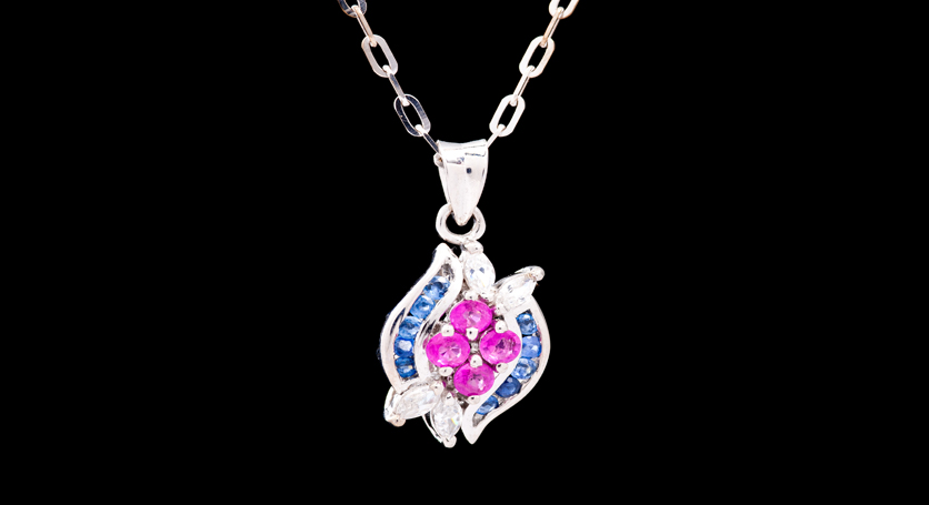 Silver with Ruby, Sapphire and Zirconia Pendant