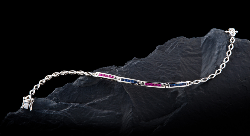 Silver with Ruby and Sapphire Bracelet