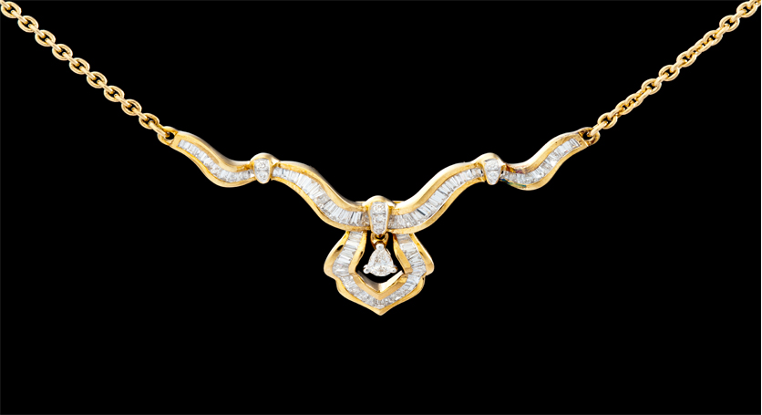 18K Yellow Gold with Diamond Necklace