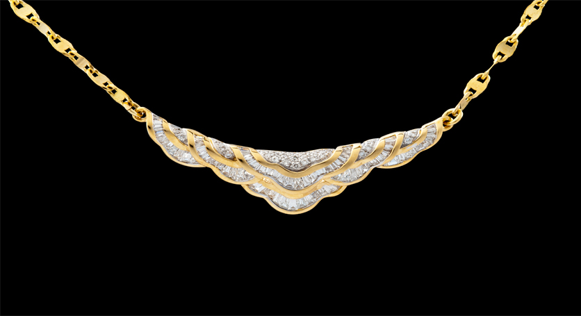 18K Yellow Gold with Diamond Necklace