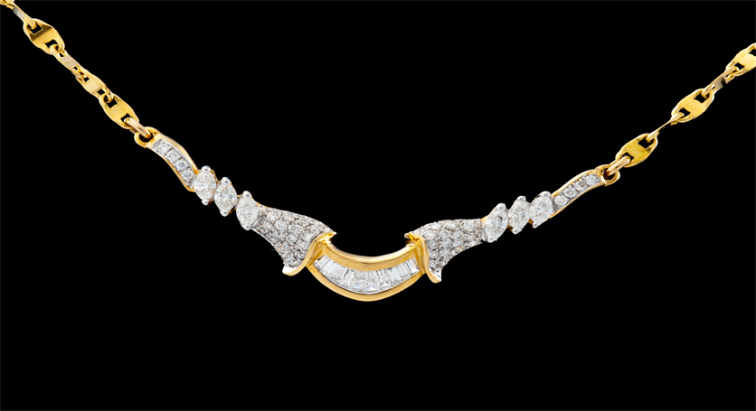 18K Yellow Gold with Diamond Necklace