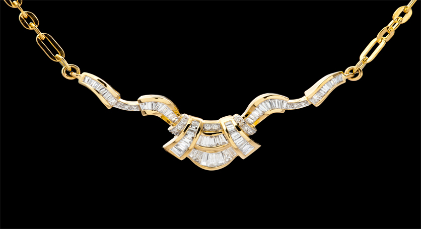 18K Yellow Gold with Diamond Necklace