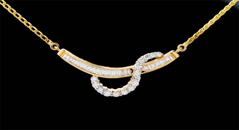 18K Yellow Gold with Diamond Necklace