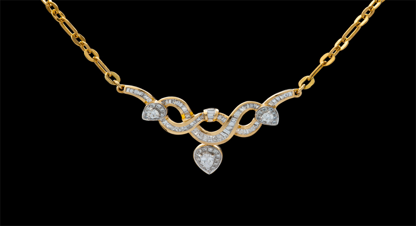 18K Yellow Gold with Diamond Necklace