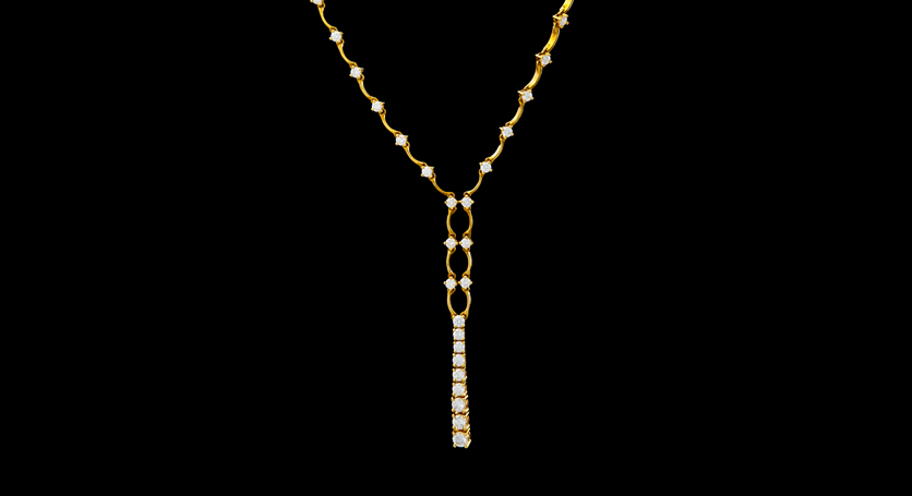 18K Yellow Gold with Diamond Necklace