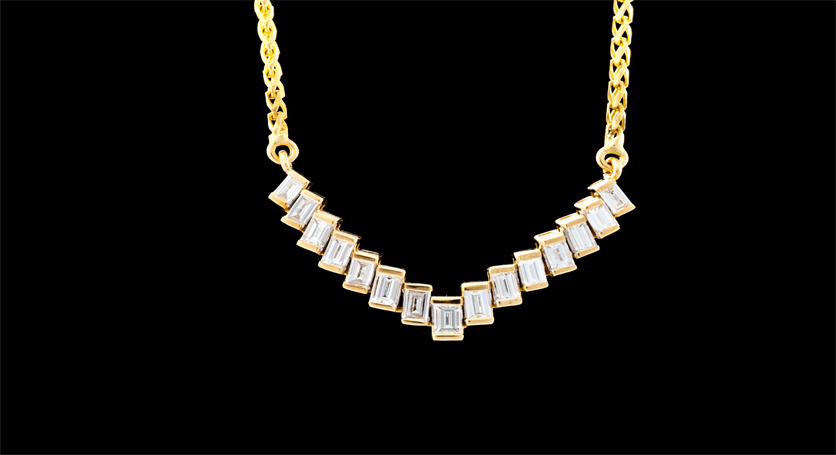 18K Yellow Gold with Diamond Necklace