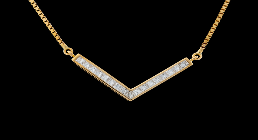18K Yellow Gold with Diamond Necklace