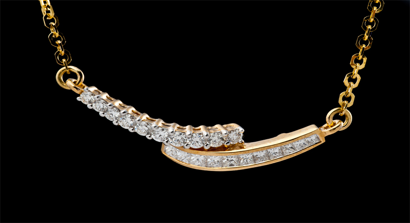 18K Yellow Gold with Diamond Necklace
