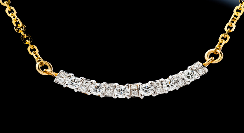 18K Yellow Gold with Diamond Necklace