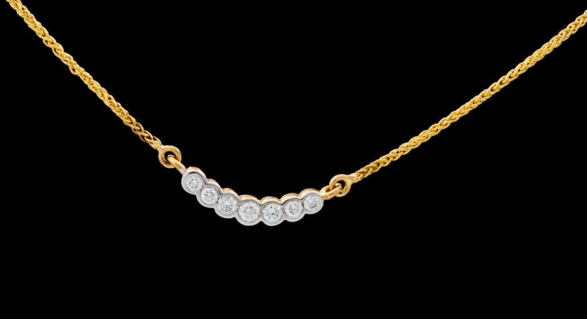 18K Yellow Gold with Diamond Necklace