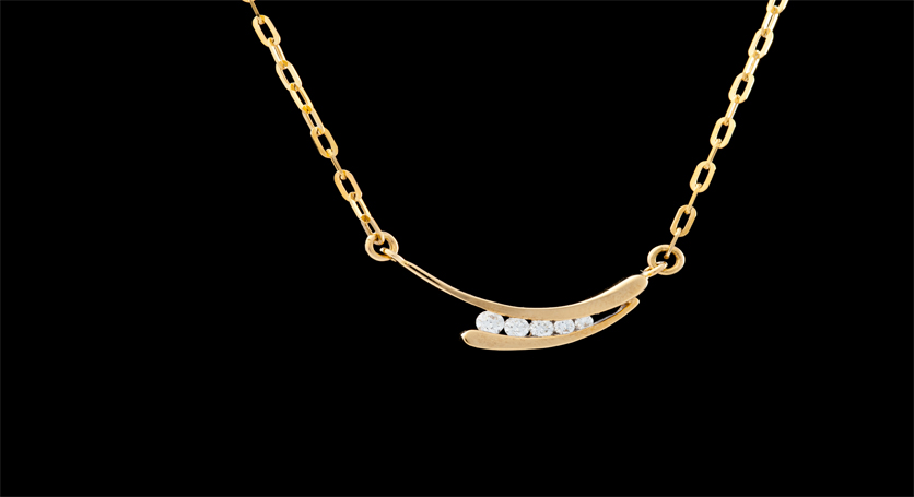 18K Yellow Gold with Diamond Necklace
