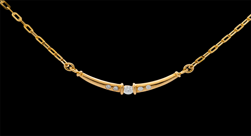 18K Yellow Gold with Diamond Necklace
