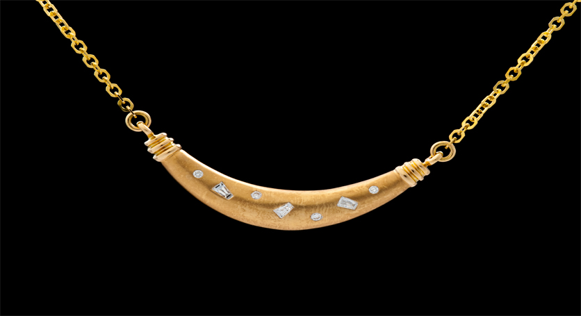 18K Yellow Gold with Diamond Necklace