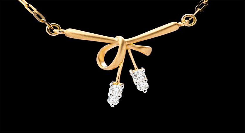 18K Yellow Gold with Diamond Necklace