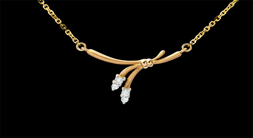 18K Yellow Gold with Diamond Necklace