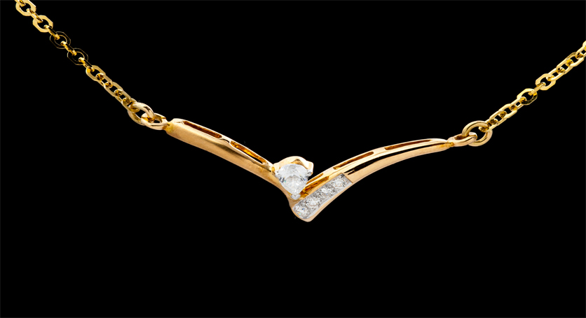 18K Yellow Gold with Diamond Necklace
