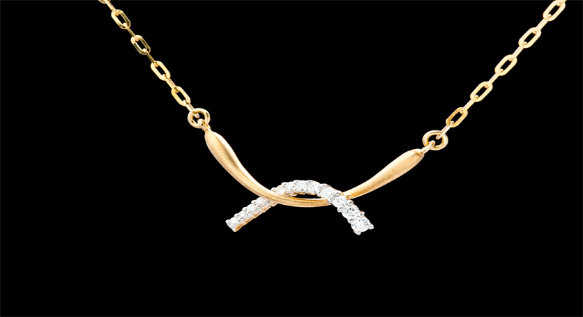 18K Yellow Gold with Diamond Necklace