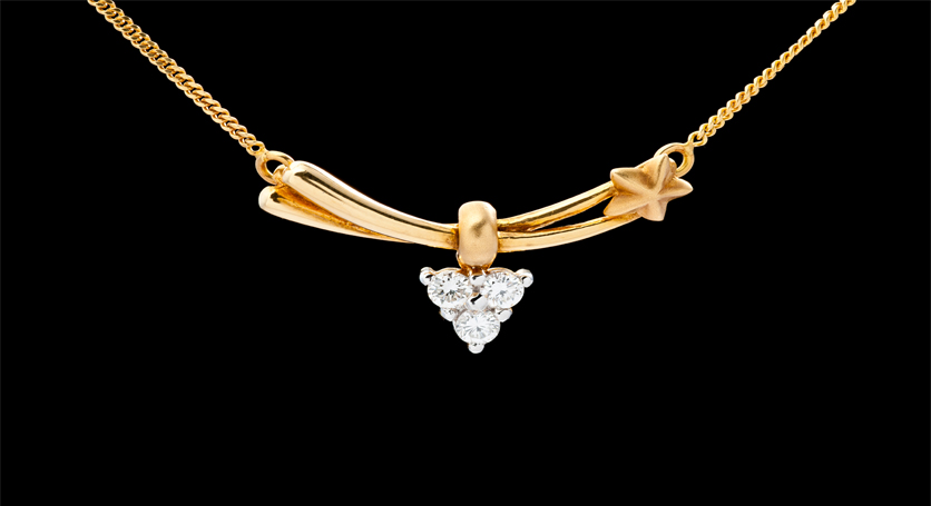 18K Yellow Gold with Diamond Necklace