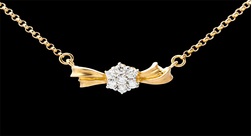 18K Yellow Gold with Diamond Necklace