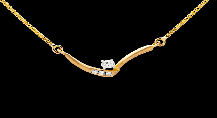 18K Yellow Gold with Diamond Necklace