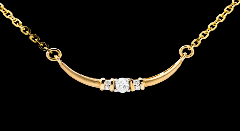 18K Yellow Gold with Diamond Necklace
