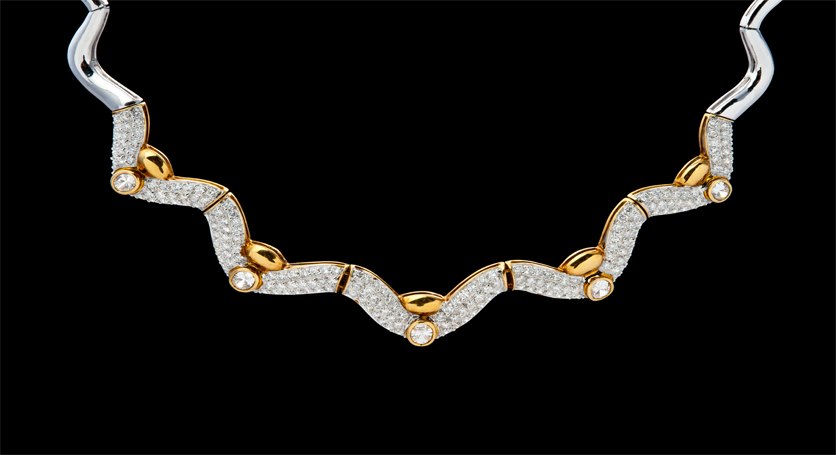 18K White and Yellow Gold with Diamond Necklace