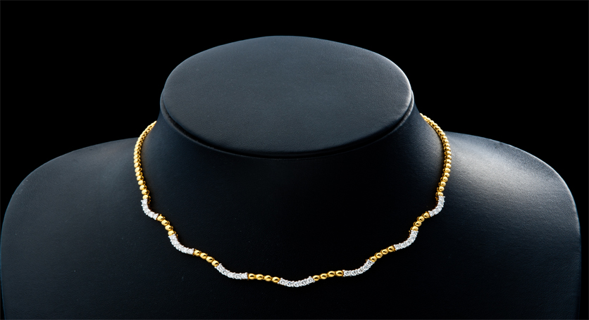 18K Yellow Gold with Diamond Necklace