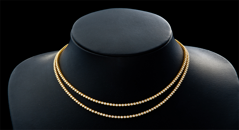 18K Yellow Gold with Diamond Necklace