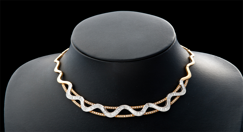 18K White and Yellow Gold with Diamond Necklace