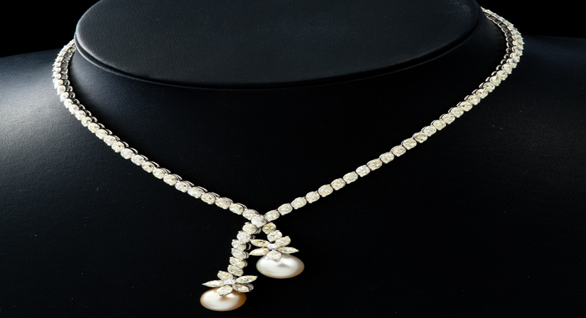 Platinum with Southsea Pearl and Diamond Necklace