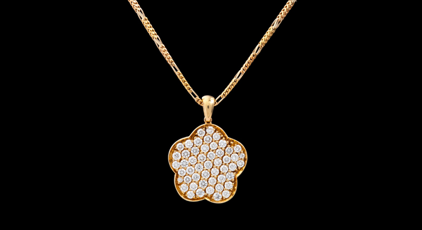 18K Yellow Gold with Diamond Pendant