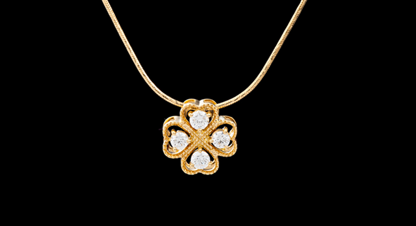 18K Yellow Gold with Diamond Pendant