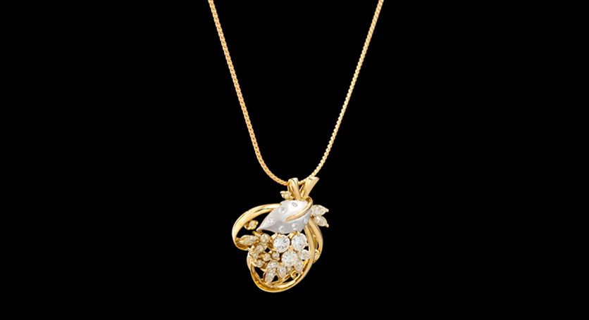 18K White and Yellow Gold with Diamond Pendant
