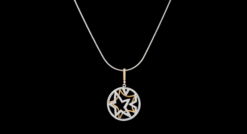 18K White and Yellow Gold with Diamond Pendant