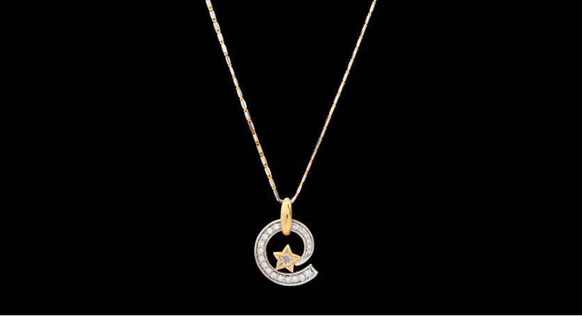 18K White and Yellow Gold with Diamond Pendant