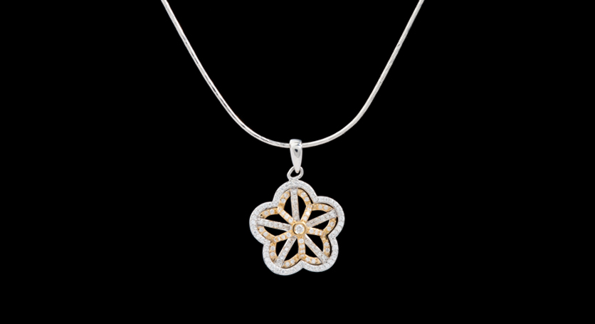 18K White and Yellow Gold with Diamond Pendant