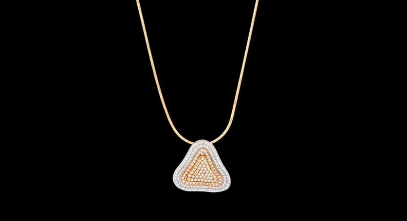 18K White, Pink and Yellow Gold with Diamond Pendant