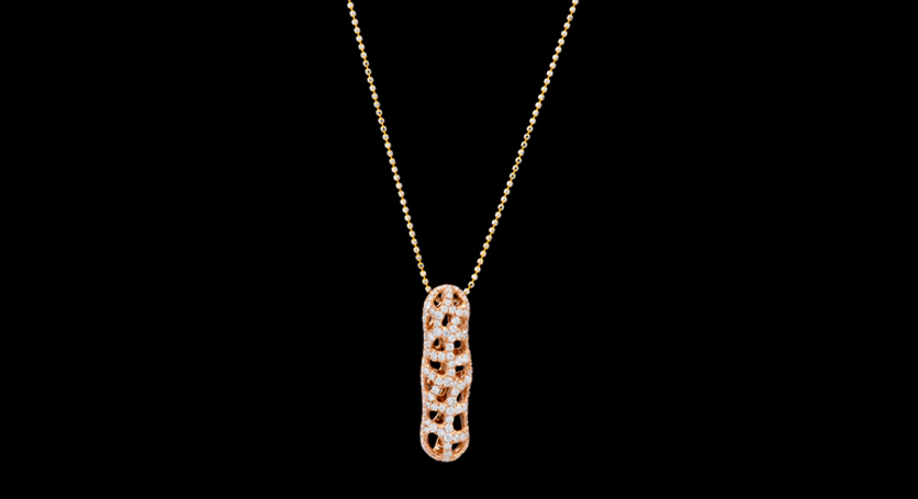 18K Pink Gold with Diamond Pendant