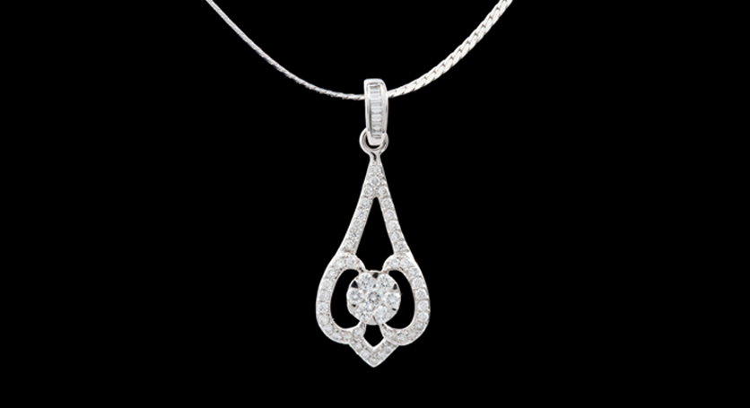 18K White Gold with Diamond Pendant