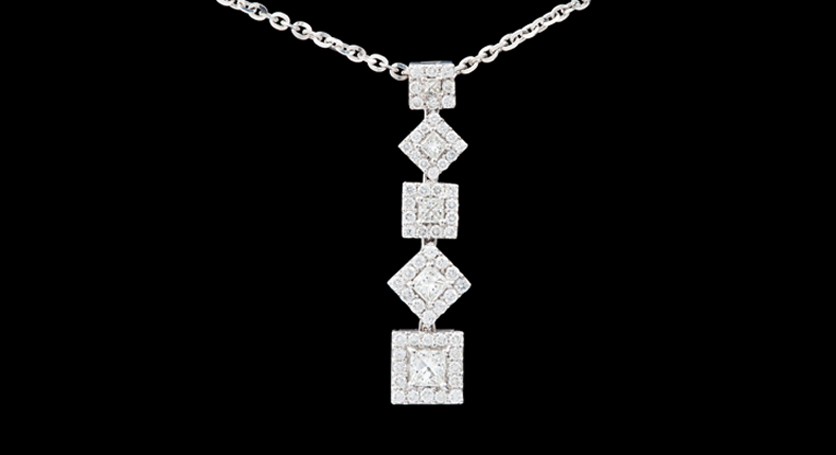 18K White Gold with Diamond Pendant