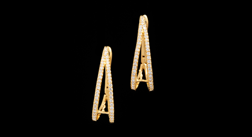 18K Yellow Gold with Diamond Earring