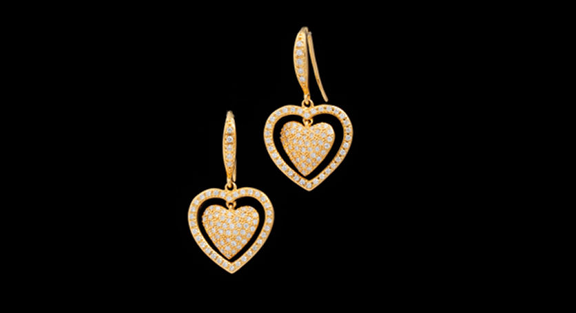 18K Yellow Gold with Diamond Earring