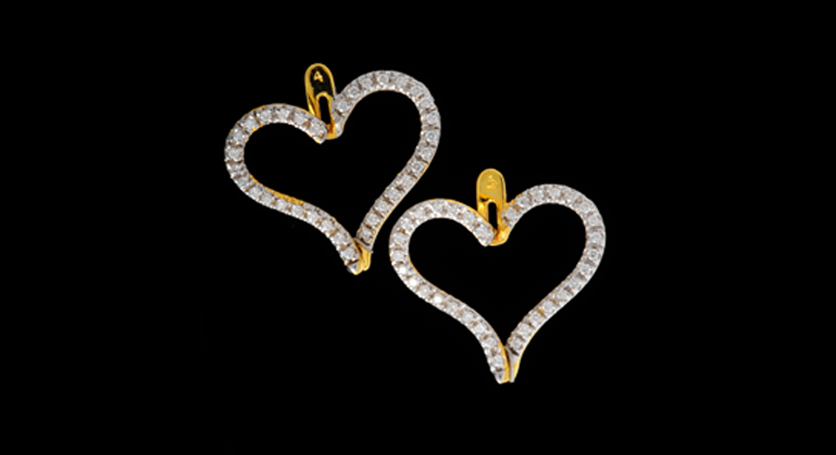 18K Yellow Gold with Diamond Earring