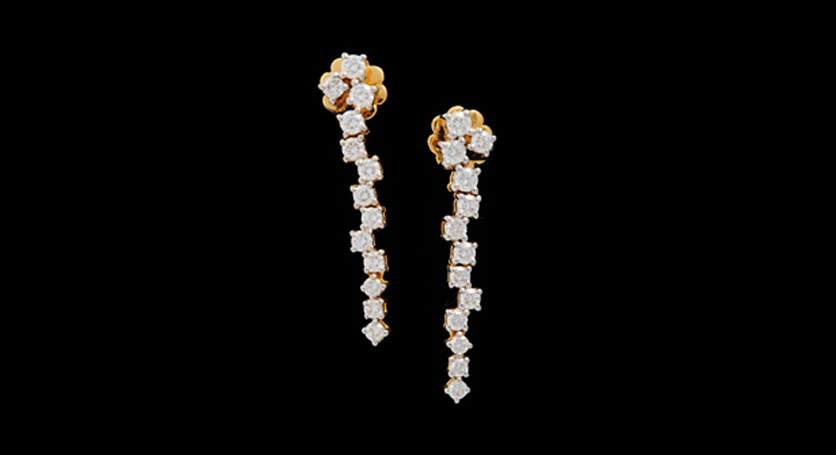 18K Yellow Gold with Diamond Earring