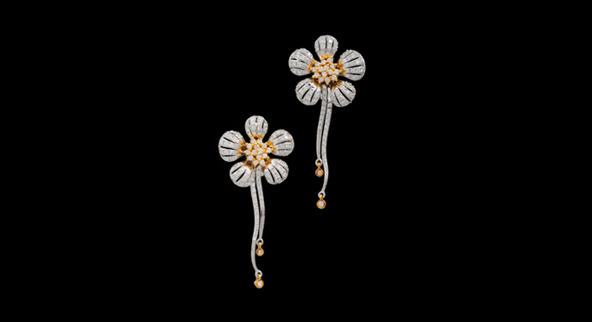 18K White and Yellow Gold with Diamond Earring