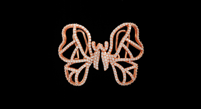 18K Pink Gold with Diamond Earring