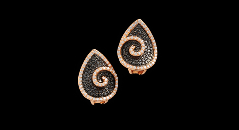 18K Pink Gold with Diamond Earring