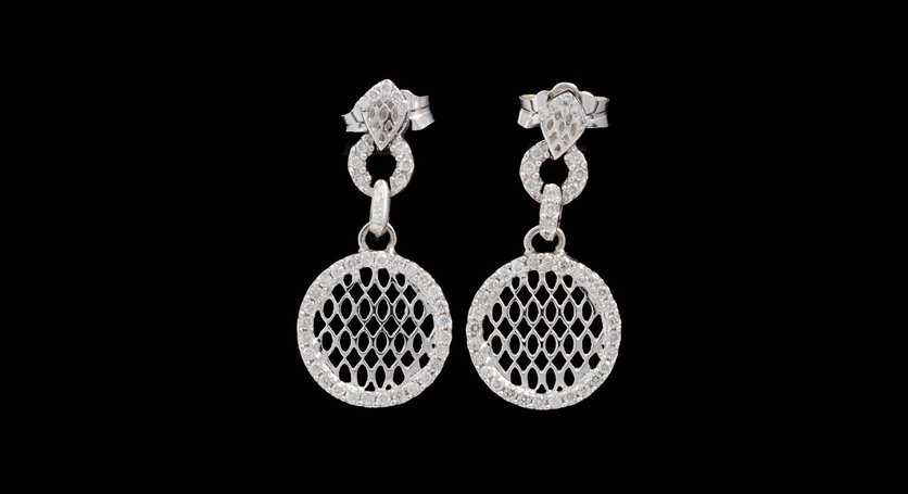 18K White Gold with Diamond Earring